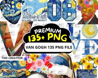 Ensemble PNG Van Gogh | Plus de 135 images clipart | Téléchargement numérique d'art impressionniste | Fond transparent |