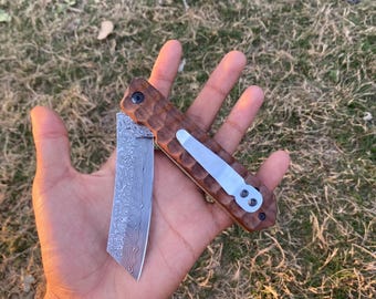 Handmade Camel Bone folder blade – with Pancake Leather Cover
