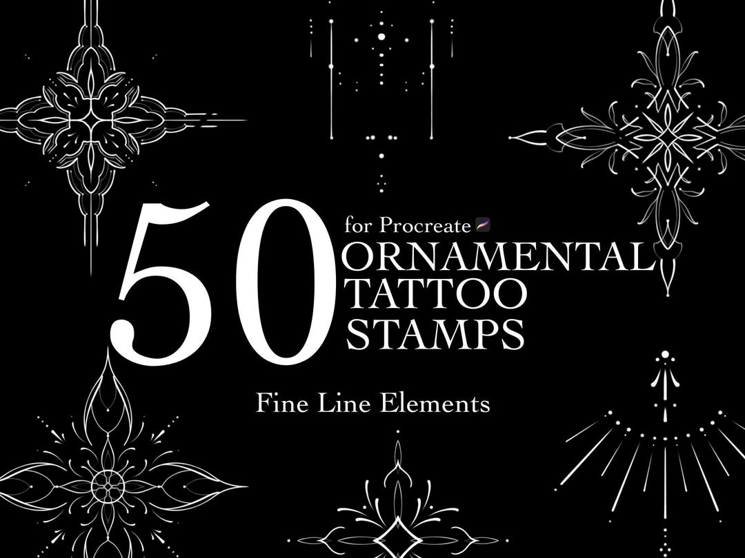 50 Ornamental Tattoo Stamps for Procreate | Fine Line Fillers (digital ...