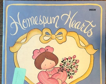 Homespun Hearts, Pat Olson, Tole Painting, Pattern Book, Folk Art hearts, Out of Print 1989