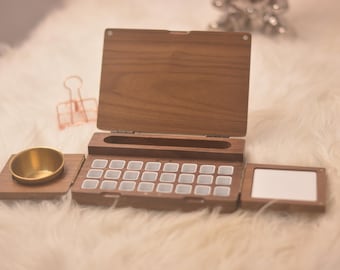 Black Walnut Watercolor Paint Box | 24 Well Portable Palette with Brass Dish