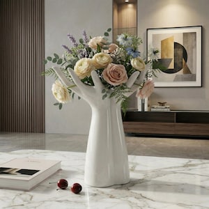 Minimalist White Ceramic Vase - Artistic Flower Pot for Modern Home Decor