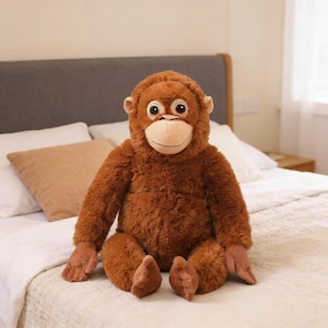 Zacht pluche orang-oetan, knuffeldier met emotionele steun, ontwerp met virale aap, knus knuffeltje