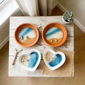 Mini Seashell Square Ring Dish: Handmade Ceramic Coastal Jewelry Tray Holder