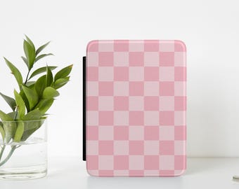 Kindle Case Pink Checkerboard, Interior Hand Strap, Paperwhite Edition, Colorsoft Edition