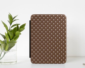 Kindle Case Brown Polka Dots, Interior Hand Strap, Paperwhite Edition, Colorsoft Edition