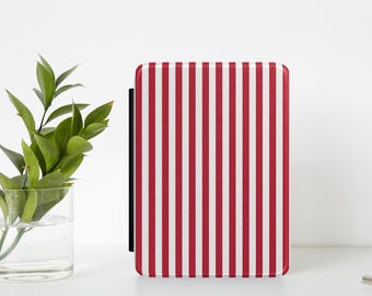 Kindle Case Red Stripes, Interior Hand Strap, Paperwhite Edition, Colorsoft Edition