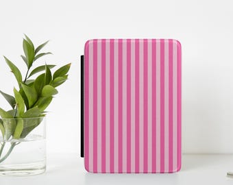 Kindle Case Pink Stripes, Interior Hand Strap, Paperwhite Edition, Colorsoft Edition