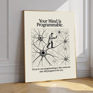 Mind-programmeerbare poster, vintage mentaliteit muurkunst, motiverende print, decor Dark Academia