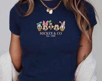 T-shirt bébé brodé Mickey et compagnie, T-shirt brodé Disney Friends, Crop top Disneyland, T-shirt blanc Mickey et Minnie, Cadeau pour elle