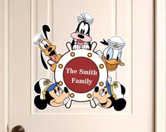 Personalized Disney Cruise Door Magnet, Mickey & Friends Magnet, Mickey Minnie Donald Nautical Stateroom Decor, Family Cruise Magnet Gi