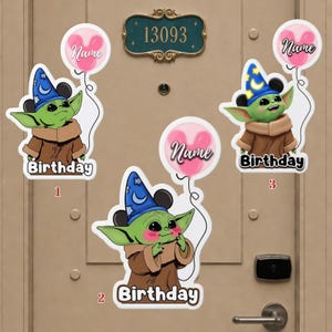 Personalized Star Wars Birthday Cruise Magnet, Sorcerer Baby Yoda Grogu Magnet, Birthday Grogu Balloon Stateroom Magnet, Disney Balloon