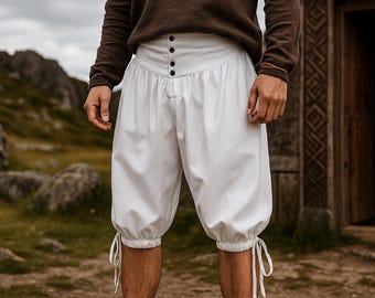 Renaissance Landsknecht-short, Viking-piratenbroek, korte middeleeuwse broek, Ren Faire Knight-broek, festivalfantasiebroek