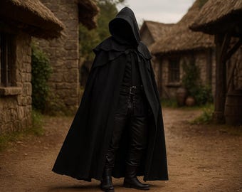 Medieval Fantasy Cloak, Hooded Viking Cloak, Wizard Cape for Men & Women, Gothic Ren Faire Cloak, Celtic Hobbit Cloak Costume