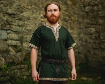 Túnica medieval para hombre: disfraz vikingo para feria renacentista, atuendo de guerrero celta nórdico, regalo para cosplay y recreación histórica.