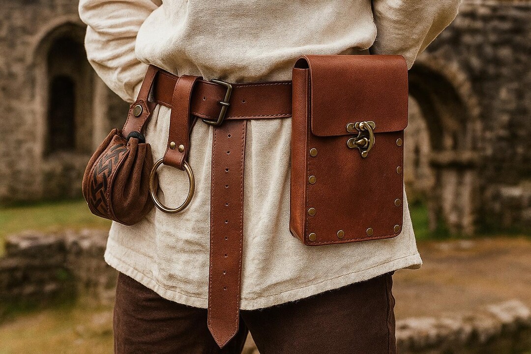 Renaissance Belt Bag Set, Medieval Viking Waist Pouch, LARP Costume PU ...