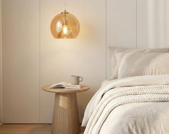 Nordic Glass Pendant Light: Minimalist LED Lamp for Bedroom, Entrance, Living Room