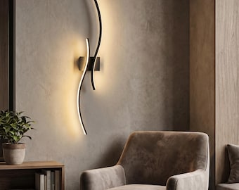Aplique de pared LED de aluminio contemporáneo, lámpara de mesilla minimalista