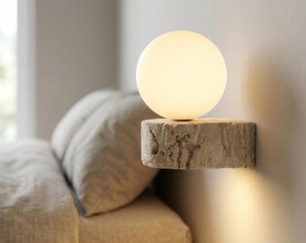 Lámpara de pared de piedra travertino, aplique minimalista, luminaria LED moderna para dormitorio y pasillo.