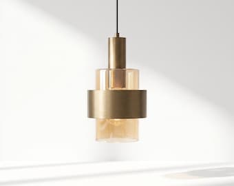 Lámpara colgante cilíndrica moderna de cristal, lámpara colgante minimalista, E27 para decoración de techo.