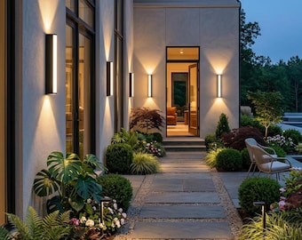 Aplique de pared LED moderno para exteriores: aplique de aluminio impermeable para jardín y porche (IP65)