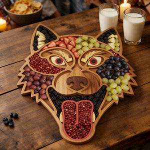 Wooden Halloween Charcuterie Board, Skull Serving Tray, Ghost Fruit Platter, Scary Clown Decor, Gothic Kitchenware, Spooky Party Gift Idea