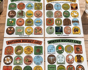 4 Seasonal Outdoor Bucket List Bundle | Printable Kids Nature Activity Sheets