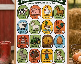 Farm Animal Scavenger Hunt Printable for Kids, Farm Visit Activity, Petting Zoo Game PDF