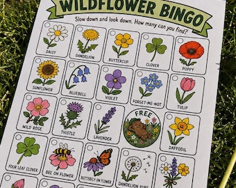 Wildflower Bingo Card Printable | Nature Scavenger Hunt Kids Outdoor Game