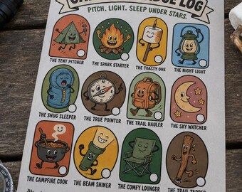 Camping Scavenger Hunt for Kids, Printable Badge Log, Outdoor Activity