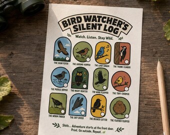Nature Scavenger Hunt Activity Kids |  Bird Watching Log Printable