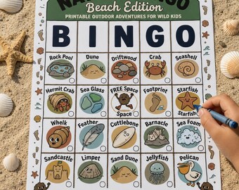 Beach Bingo Printable for Kids | Nature Outdoor Game | Summer Activity Print at Home