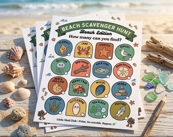 Strand Schnitzeljagd Printable Kids | Strand-Edition | Outdoor-Aktivität Blatt | Sofort Download PDF