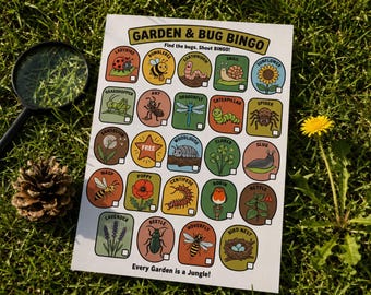 Garden Bug Bingo Printable Kids | Nature Outdoor Game | Backyard Activity Print at Home