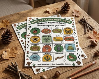 Niedliche Kinder Schnitzeljagd | Backhof & Garten Edition | Outdoor-Aktivität Blatt | Sofort Download PDF