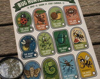 Bug Scavenger Hunt for Kids, Printable Outdoor Badge Log, Instant Download