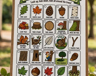 Tree & Leaf Bingo Card Printable | Nature Scavenger Hunt Kids Outdoor Game