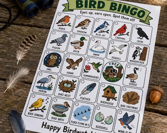 Bird Bingo Printable Kids Outdoor Birdwatching Game Nature Scavenger Hunt PDF