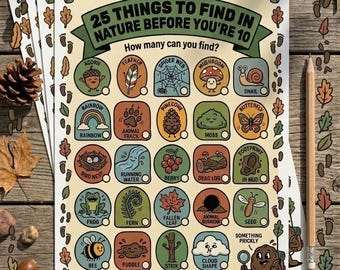 Nature Scavenger Hunt 25 things to find Printable for Kids, Outdoor Activity Checklist (PDF)