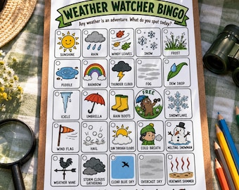 Weather Watcher Bingo Game, Kids Nature Scavenger Hunt (PDF Download)