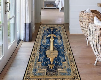 Zelda Master Sword Runner Rug: Fantasy-Gamer-Dekor, Bodenmatte im traditionellen Stil