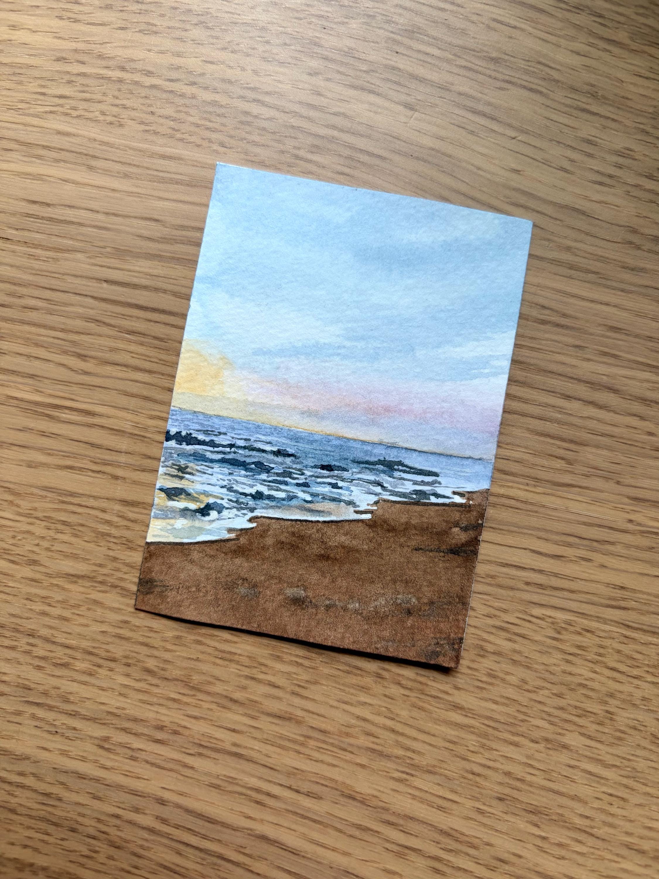 Original ACEO Watercolor Painting Beachsunset – Mini Seascape Art ...