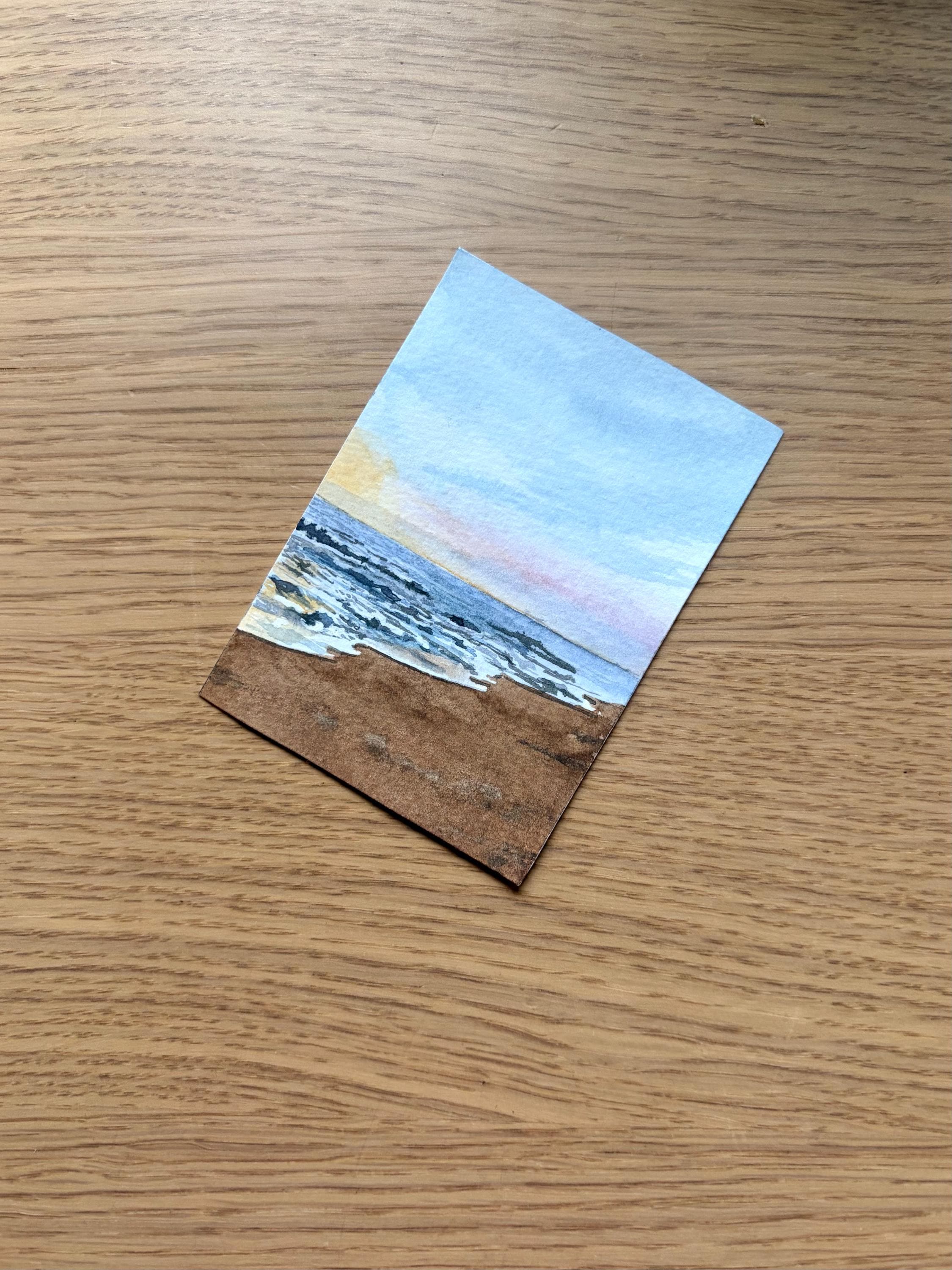 Original ACEO Watercolor Painting Beachsunset – Mini Seascape Art ...