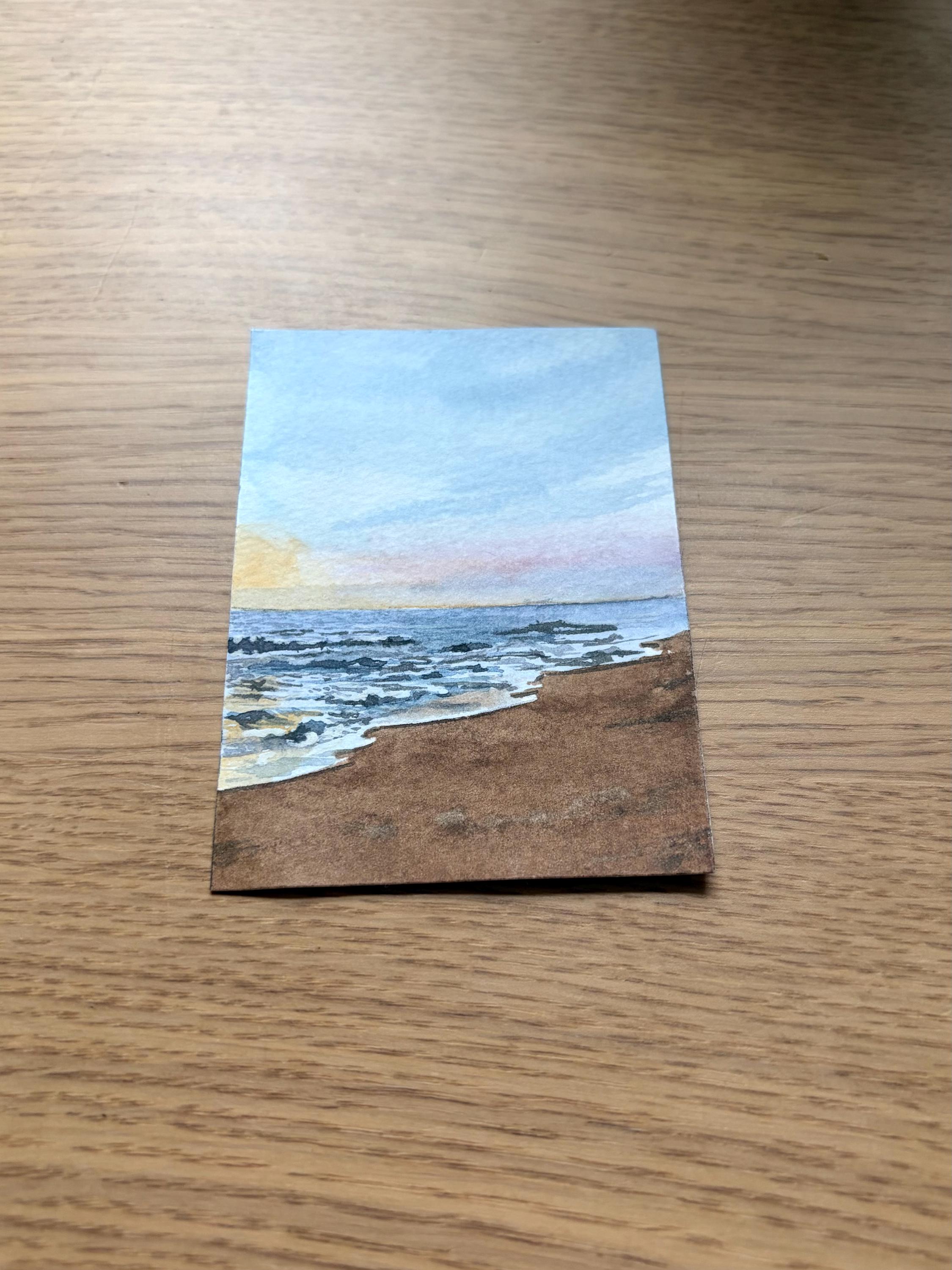 Original ACEO Watercolor Painting Beachsunset – Mini Seascape Art ...