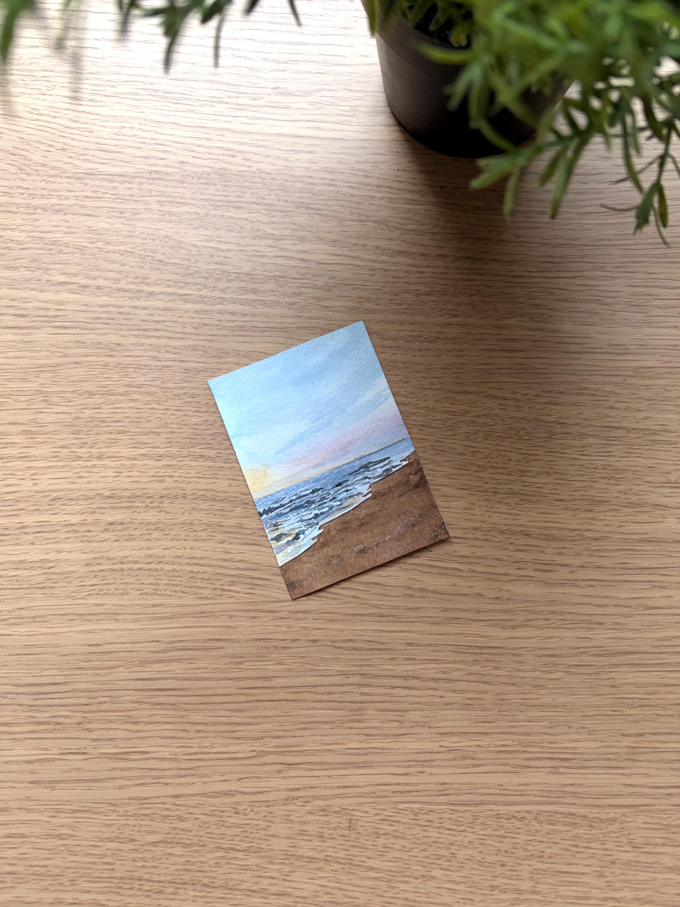 Original ACEO Watercolor Painting Beachsunset – Mini Seascape Art ...