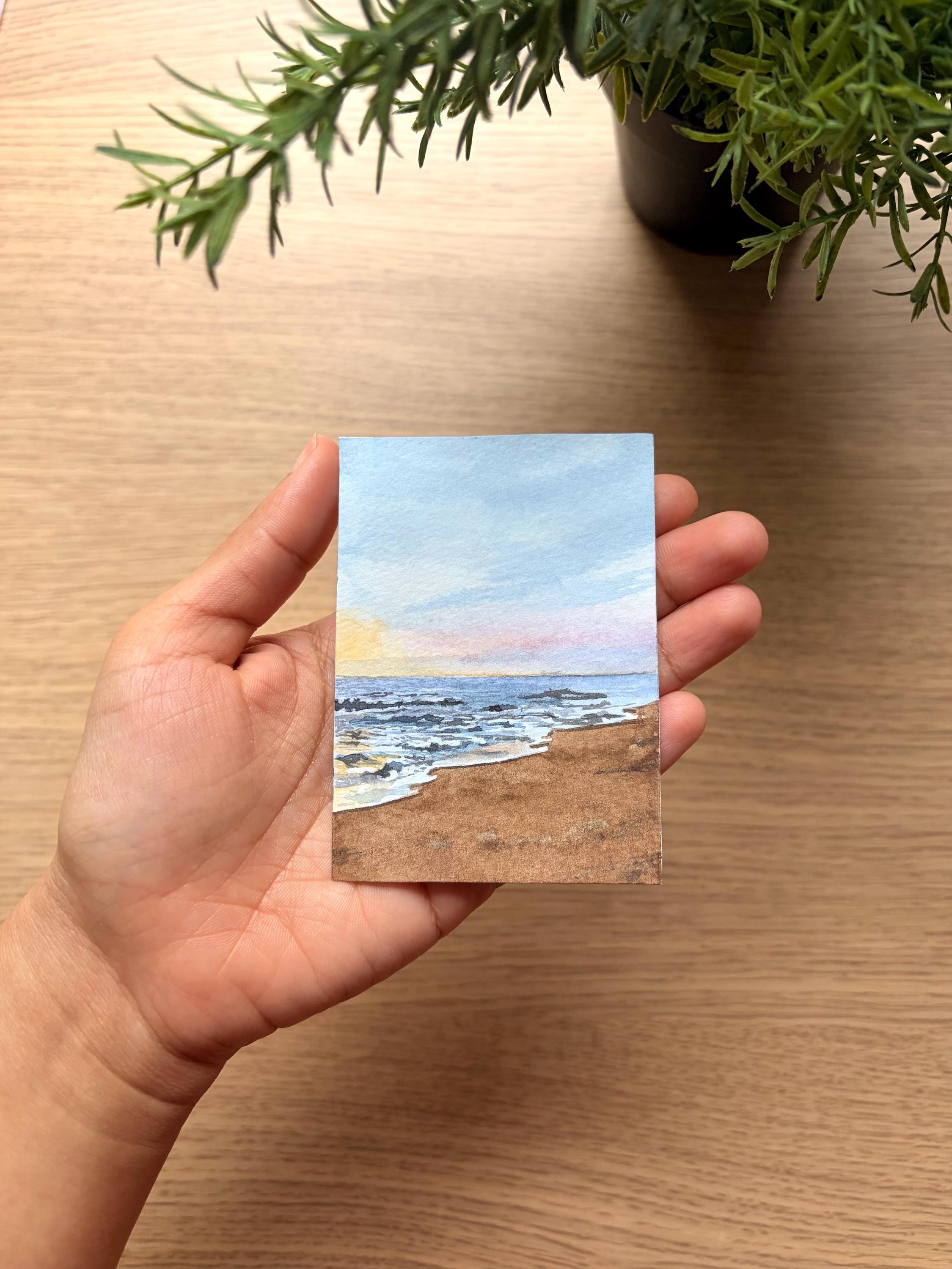 Original ACEO Watercolor Painting Beachsunset – Mini Seascape Art ...
