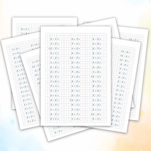 Könnte beinhalten: Ein Stapel weißer Arbeitsblätter mit Matheaufgaben, einschließlich Addition und Subtraktion bis 10. Der Titel "MATEMATIKOS PRATIMAI" steht oben. Das Scribili-Logo befindet sich unten.