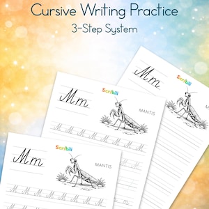 Letter M Cursive Writing Practice Worksheet | 3-Step Handwriting Sheets (PDF)