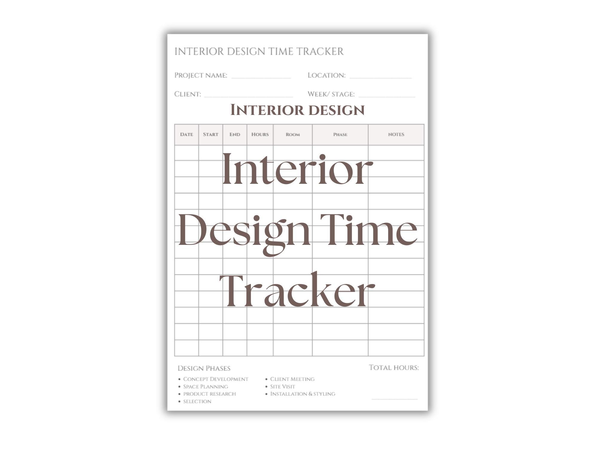 Interior Design Time Tracker | Client Project Log Template | Instant ...