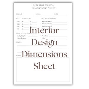 Interior Design Dimensions Sheet | Room Layout Planner Printable | Site Plan Template